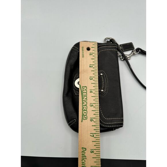 Coach Y2K Legacy Wristlet Mini Clutch Black Leather 2 Pocket - Picture 8 of 9